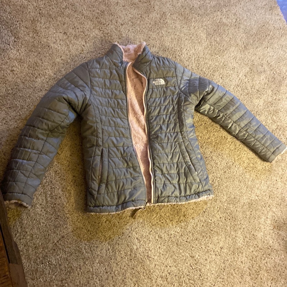 North face reversible gray/pink small jacket
